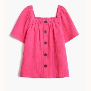 J Crew Crewcuts bright pink gauze button-front top girls blouse size 10